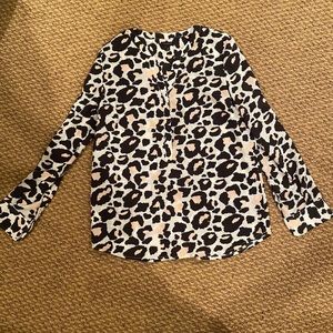 Talbots pink black leopard print blouse